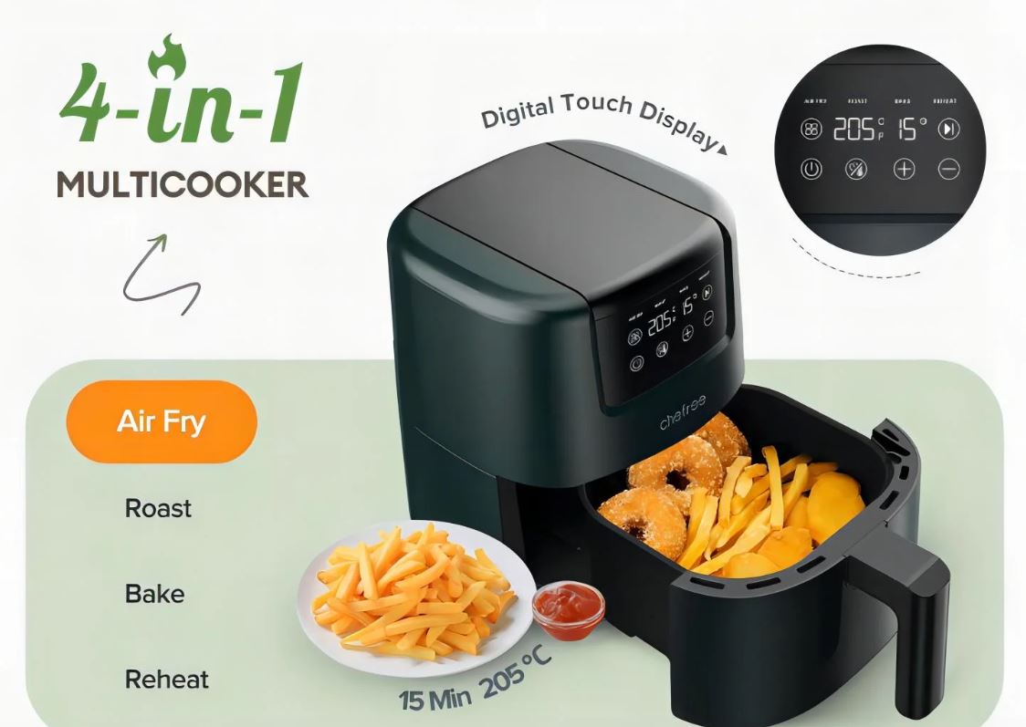 Chefree AF300 Air Fryer 2L: Η Υγιεινή Λύση για Τραγανές Γεύσεις με 4-in-1 Λειτουργίες!