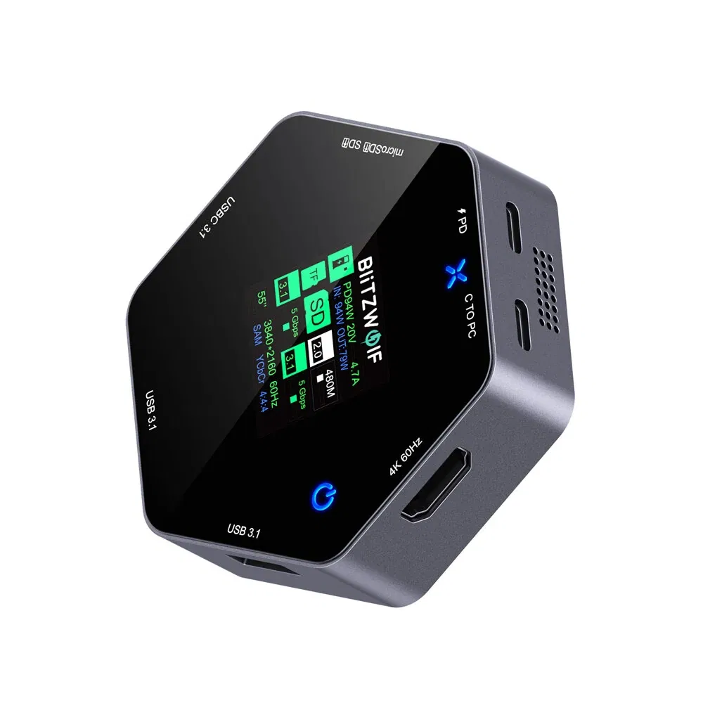 Τίτλος: BlitzWolf BW-TH16: 8 σε 1 USB Hub με Pass Through Charging & Smart Display