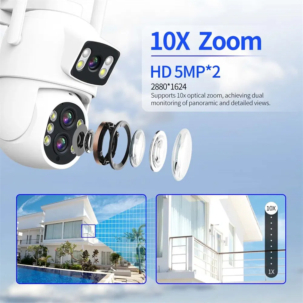 ESCAM QF500 10X Dual Lens 5MP+5MP WiFi IP Camera zoom lens