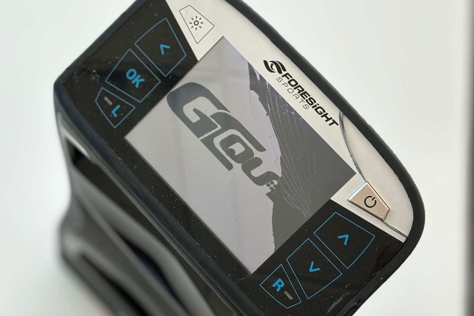 A Foresight Sports GCQuad portable golf launch monitor that survived multiple tumbles from the golf cart of Martin Borgmeier