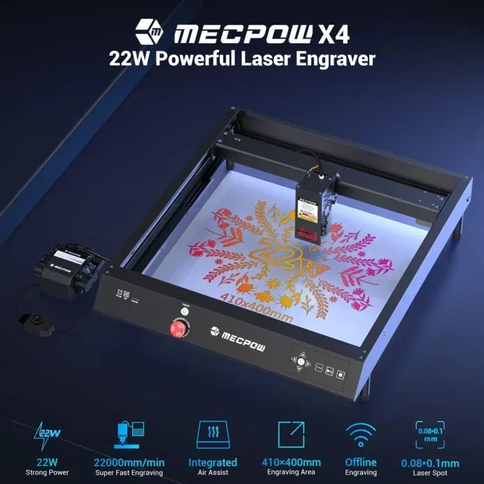 Mecpow X4: Laser Engraver 22W - Ιστορικό Χαμηλό, Επιφάνεια Χάραξης 41 x 41 εκ.