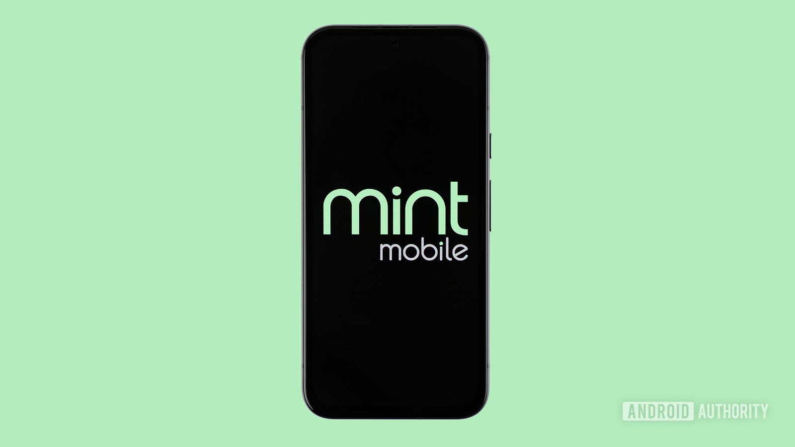 Λογότυπο Mint Mobile στο smartphone με έγχρωμη φωτογραφία στοκ φόντου