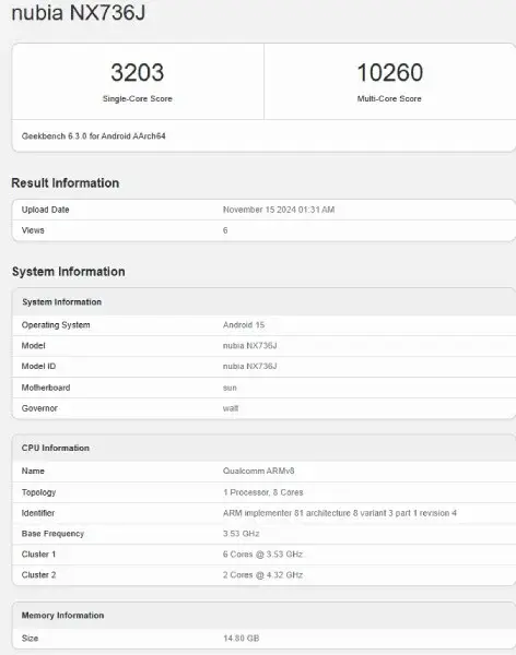 Nubia Z70 Ultra: Ισχυρή επίδοση στο Geekbench με Snapdragon 8 Elite