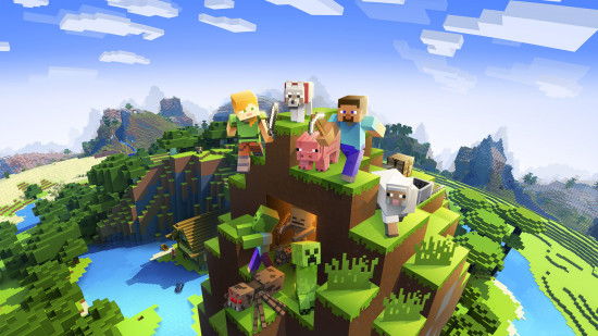 Best multiplayer games: blocky characters in a lush green Minecraft world