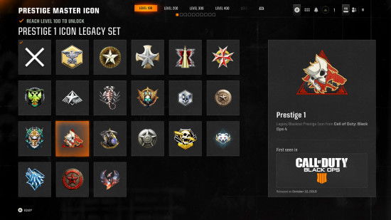 Black Ops 6 Prestige Master Legacy Icons: μια επιλογή εικονιδίων