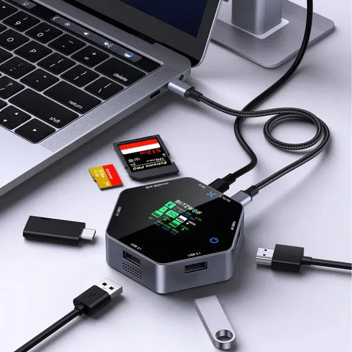 Τίτλος: BlitzWolf BW-TH16: 8 σε 1 USB Hub με Pass Through Charging & Smart Display